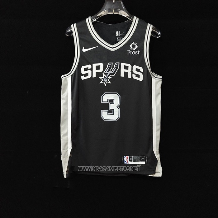 Camiseta San Antonio Spurs Keldon Johnson NO 3 Icon Autentico Negro